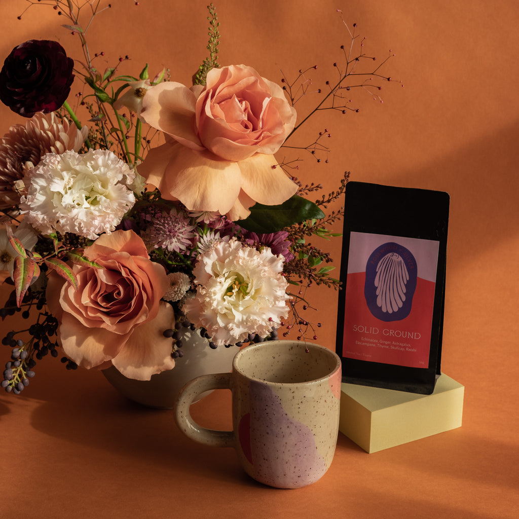 Seasonal flower arrangement with ceramic mug Toronto Hunt & Gather