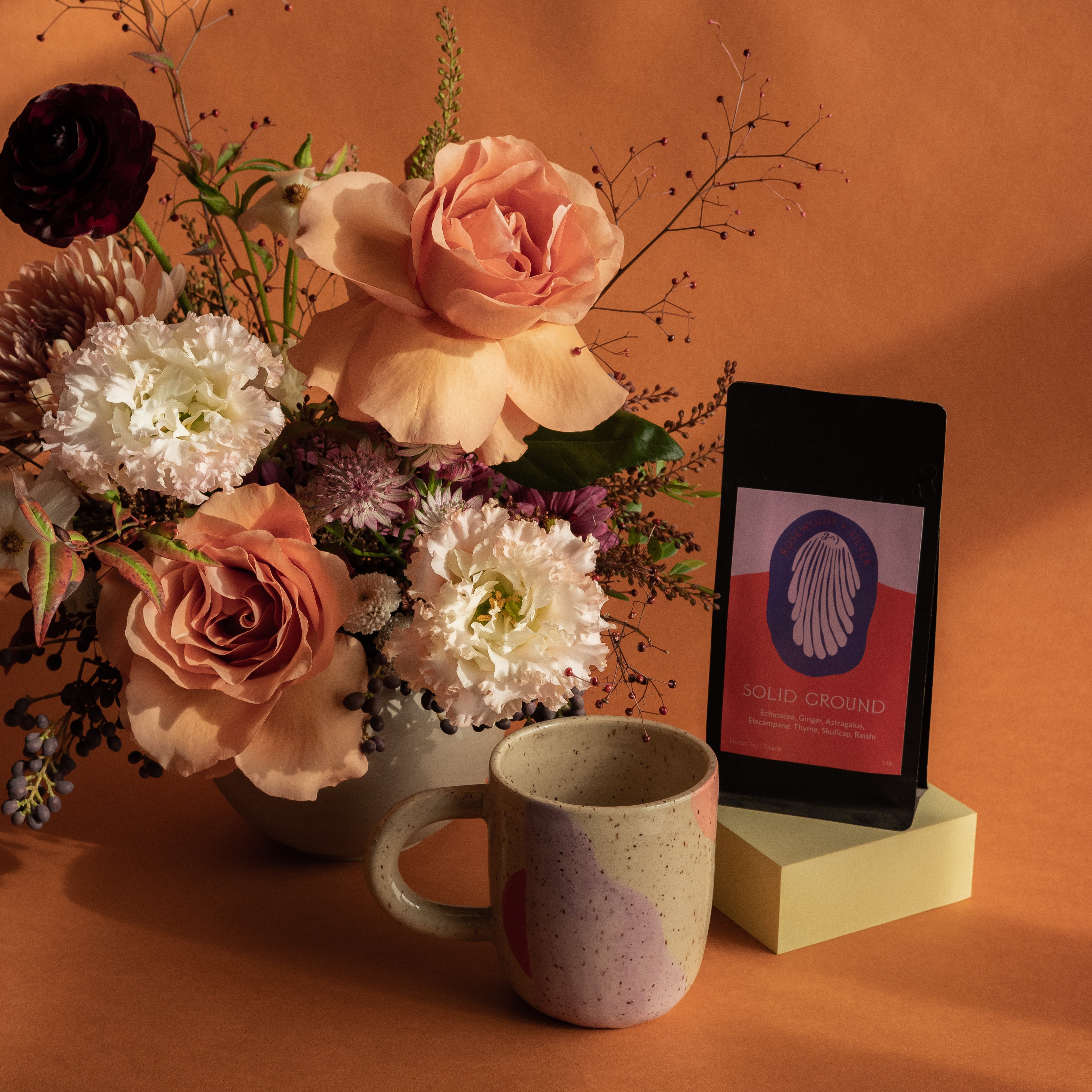 Seasonal flower arrangement with ceramic mug Toronto Hunt & Gather
