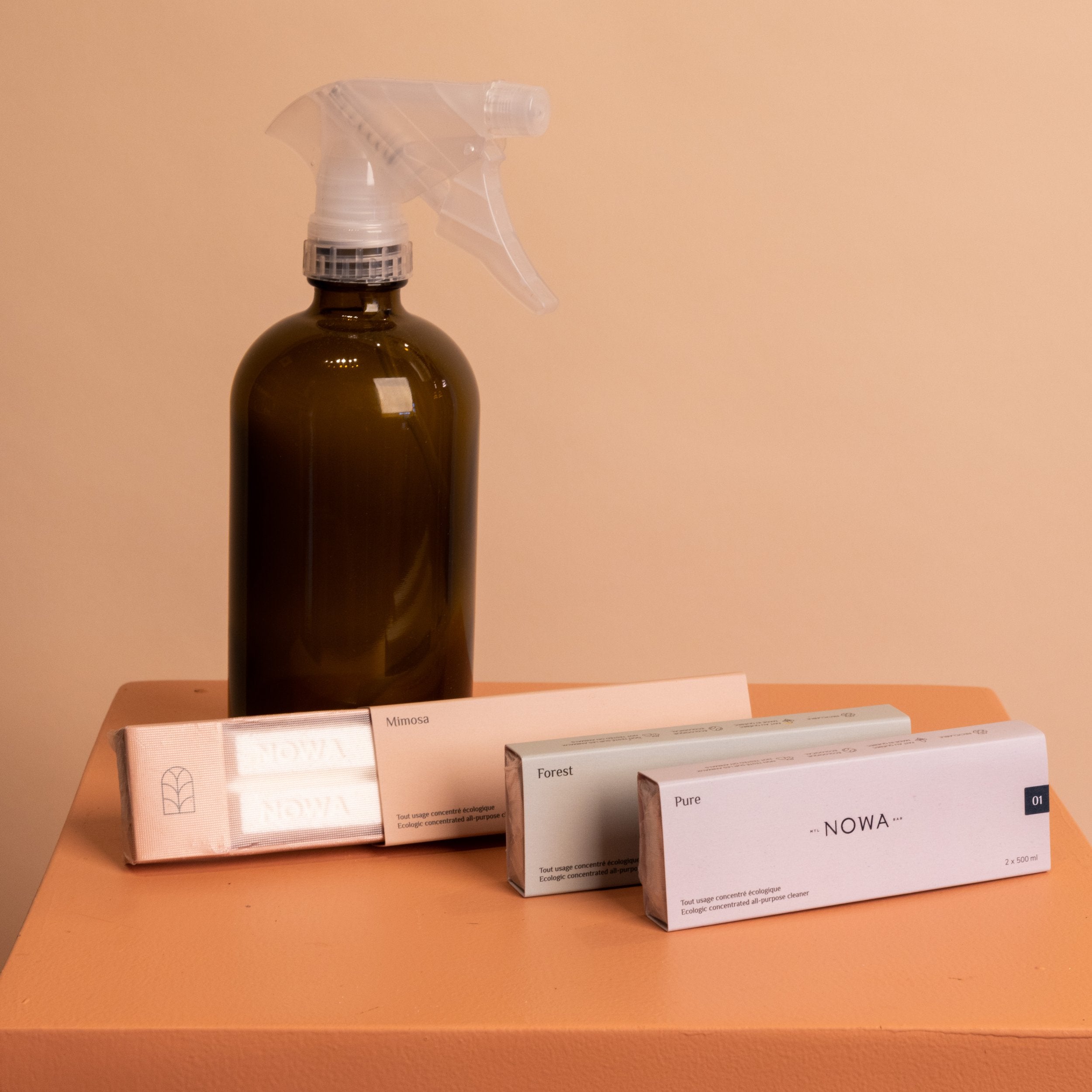 Eco-friendly all purpose cleaning bar with glass spray bottle Toronto zero waste cleaner