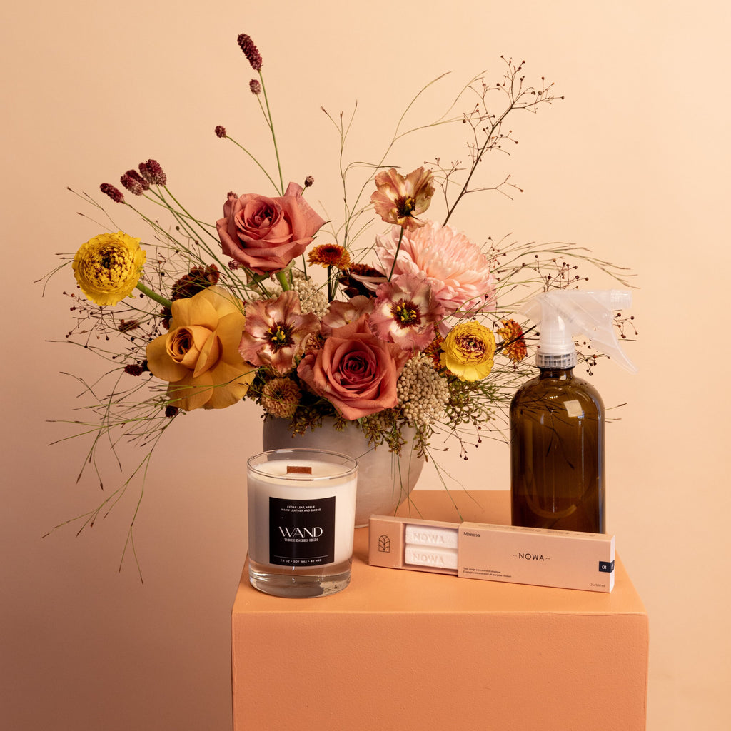 Seasonal flower arrangement with home goods Toronto Hunt & Gather