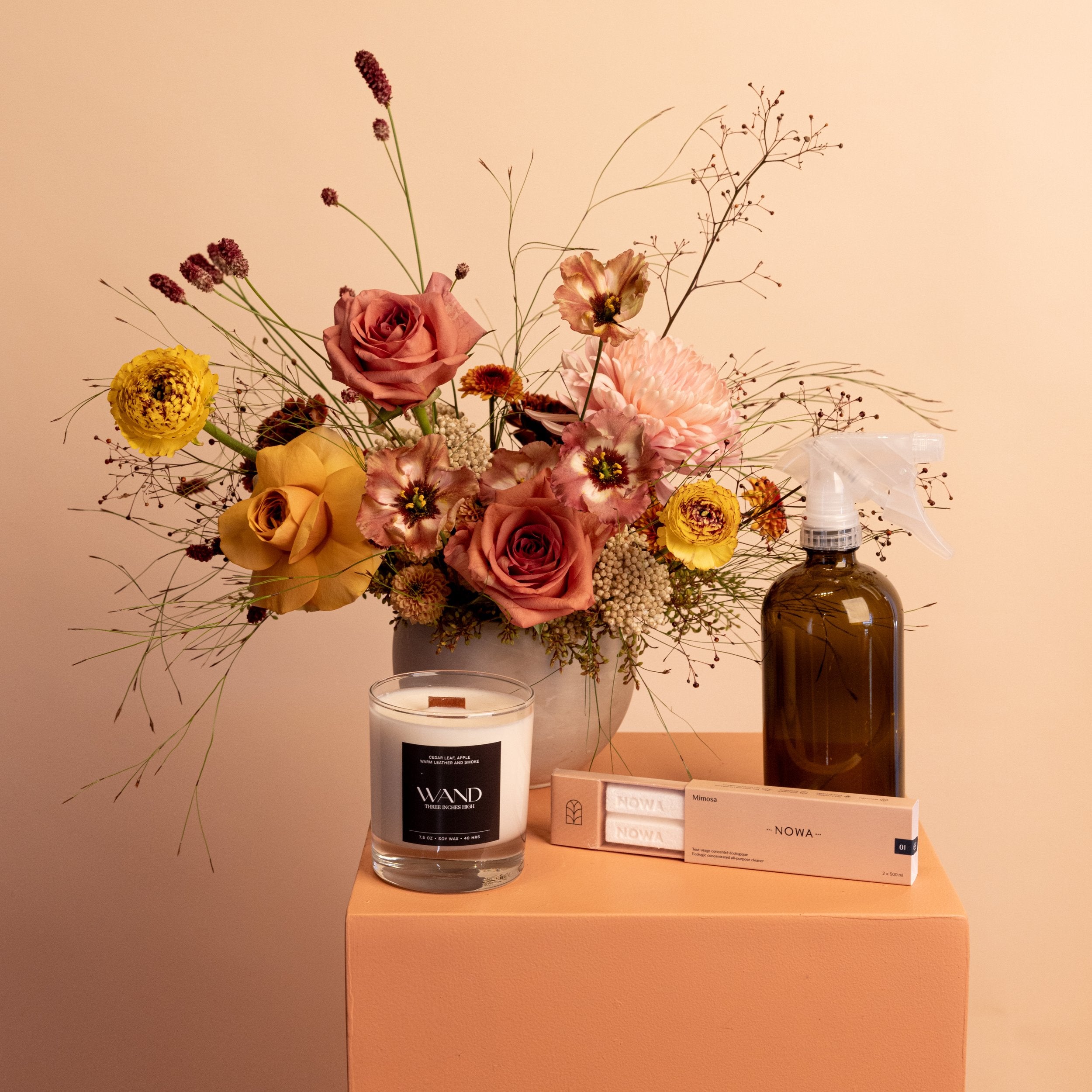 Seasonal flower arrangement with home goods Toronto Hunt & Gather
